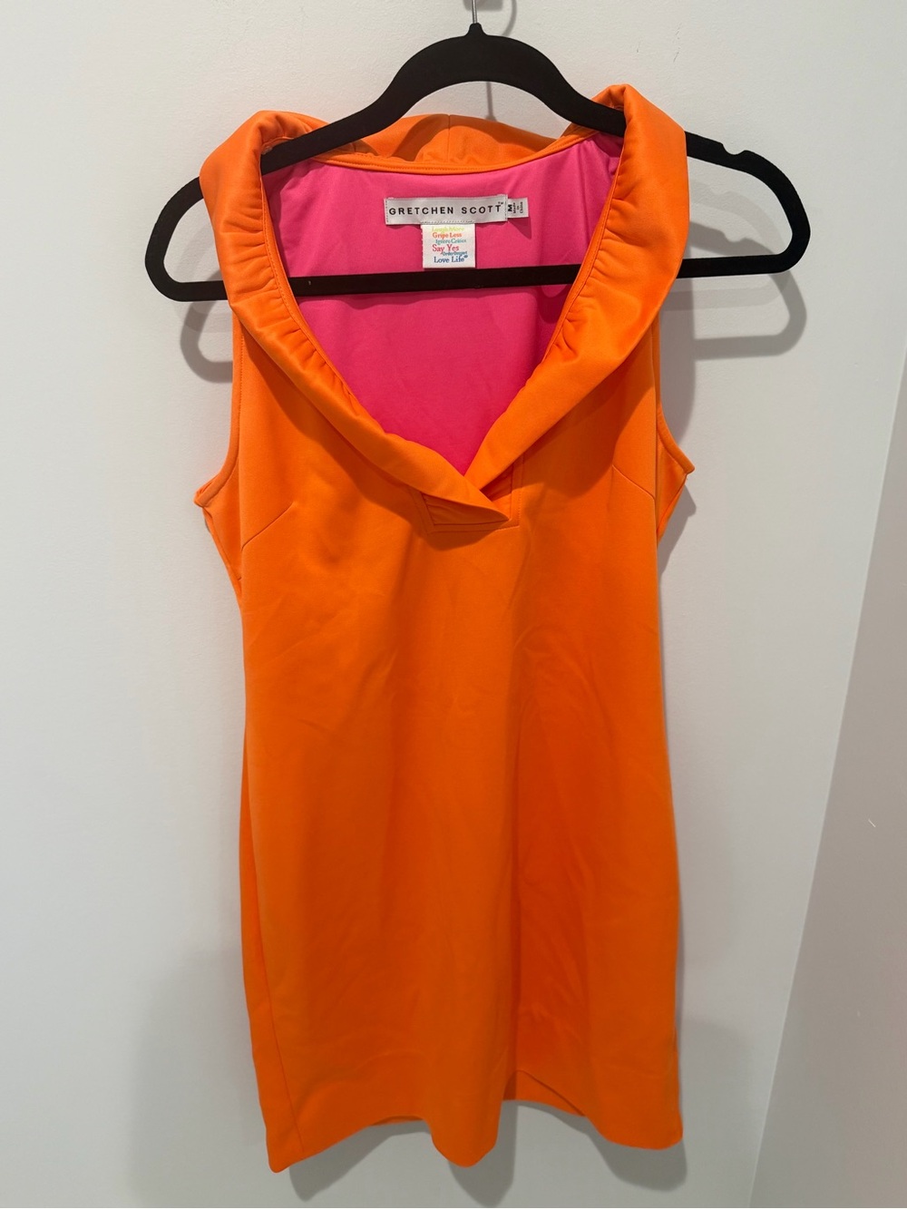 Gretchen Scott Designs Jersey Ruffneck Sleeveless Dress - Orange - size M - Picture 2 of 4